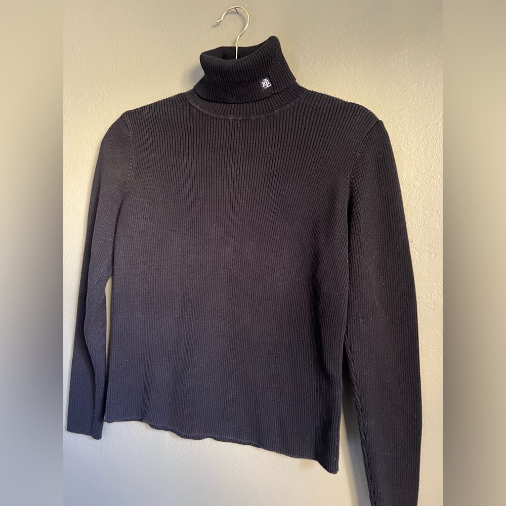 Lauren Ralph Lauren Black Ribbed Turtleneck